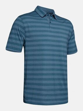 Under Armor Men's HeatGear Blue Striped Short-Sleeve Polo Shirt - Size L.